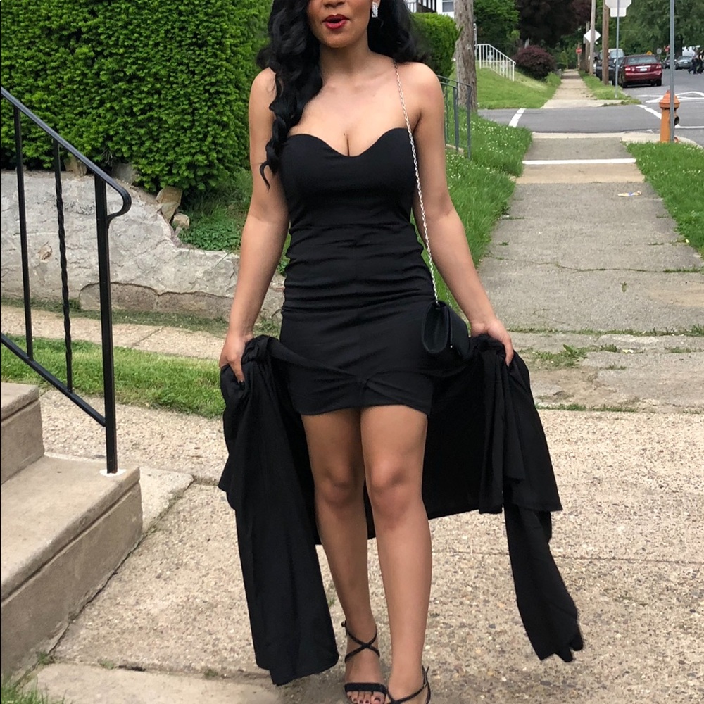 Strapless Asymmetric Maxi Gown